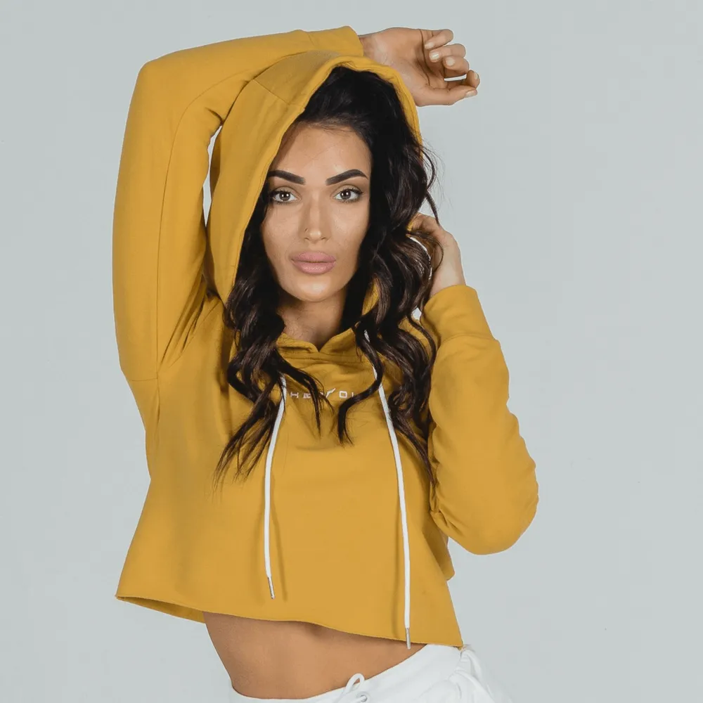 She-Wolf Crop Hoodie - Mustard