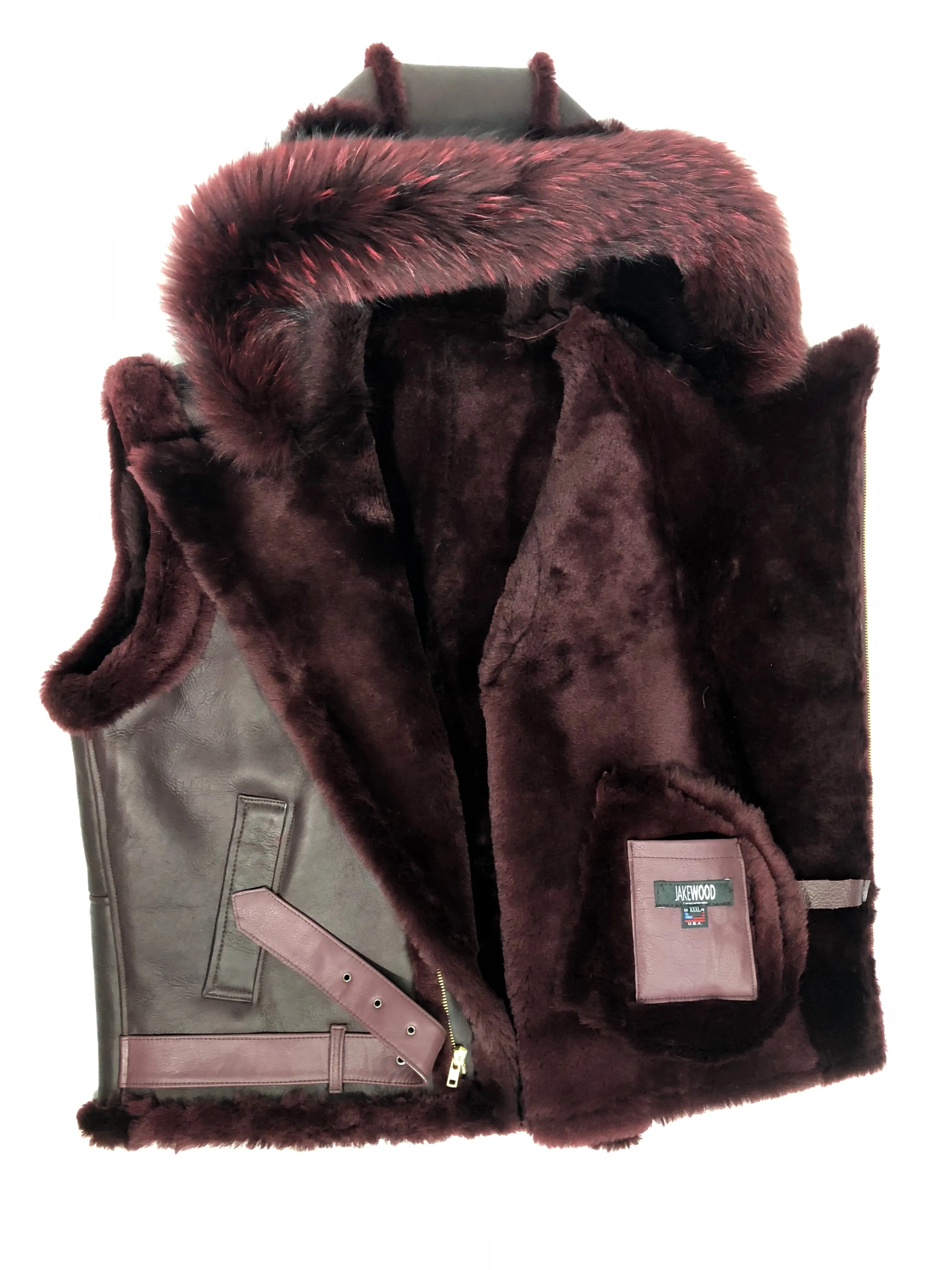 Sheepskin Leather Vest Fox Fur Style #3930