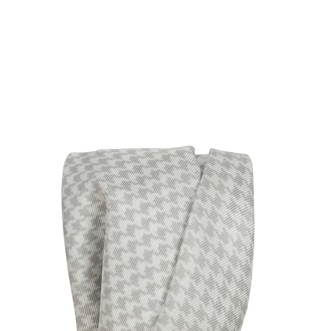 Silk pocket square, light grey and white houndstooth