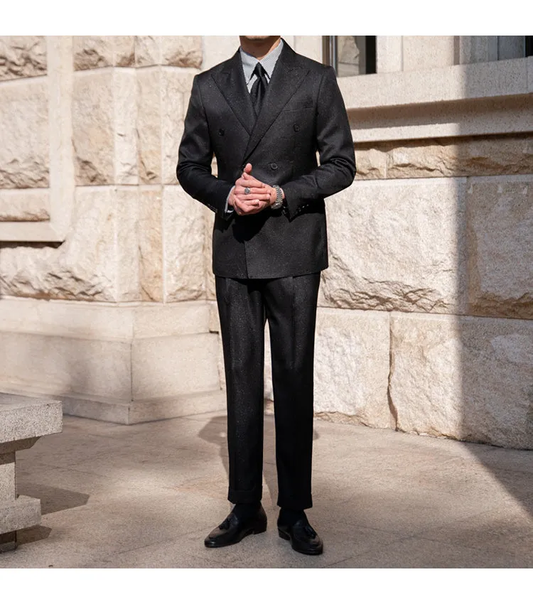 Solid Double Breasted Formal Suit