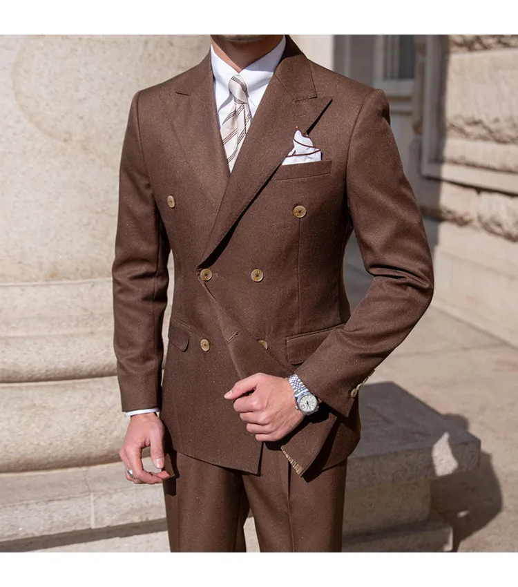 Solid Double Breasted Formal Suit