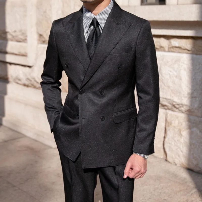 Solid Double Breasted Formal Suit