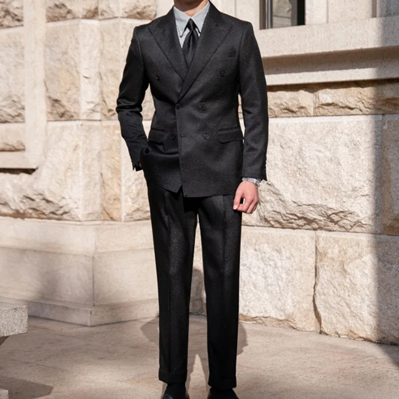 Solid Double Breasted Formal Suit