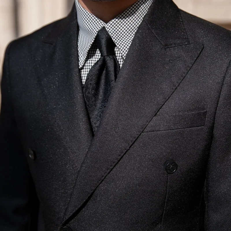 Solid Double Breasted Formal Suit