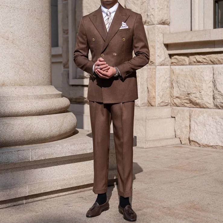 Solid Double Breasted Formal Suit