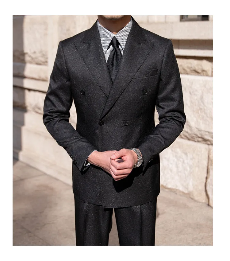 Solid Double Breasted Formal Suit