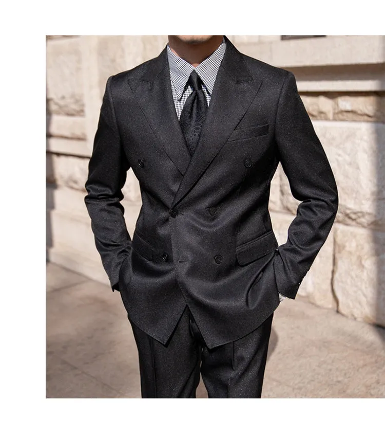 Solid Double Breasted Formal Suit