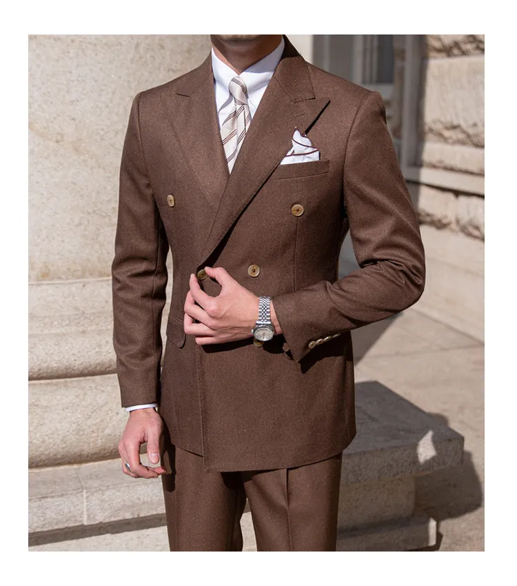 Solid Double Breasted Formal Suit