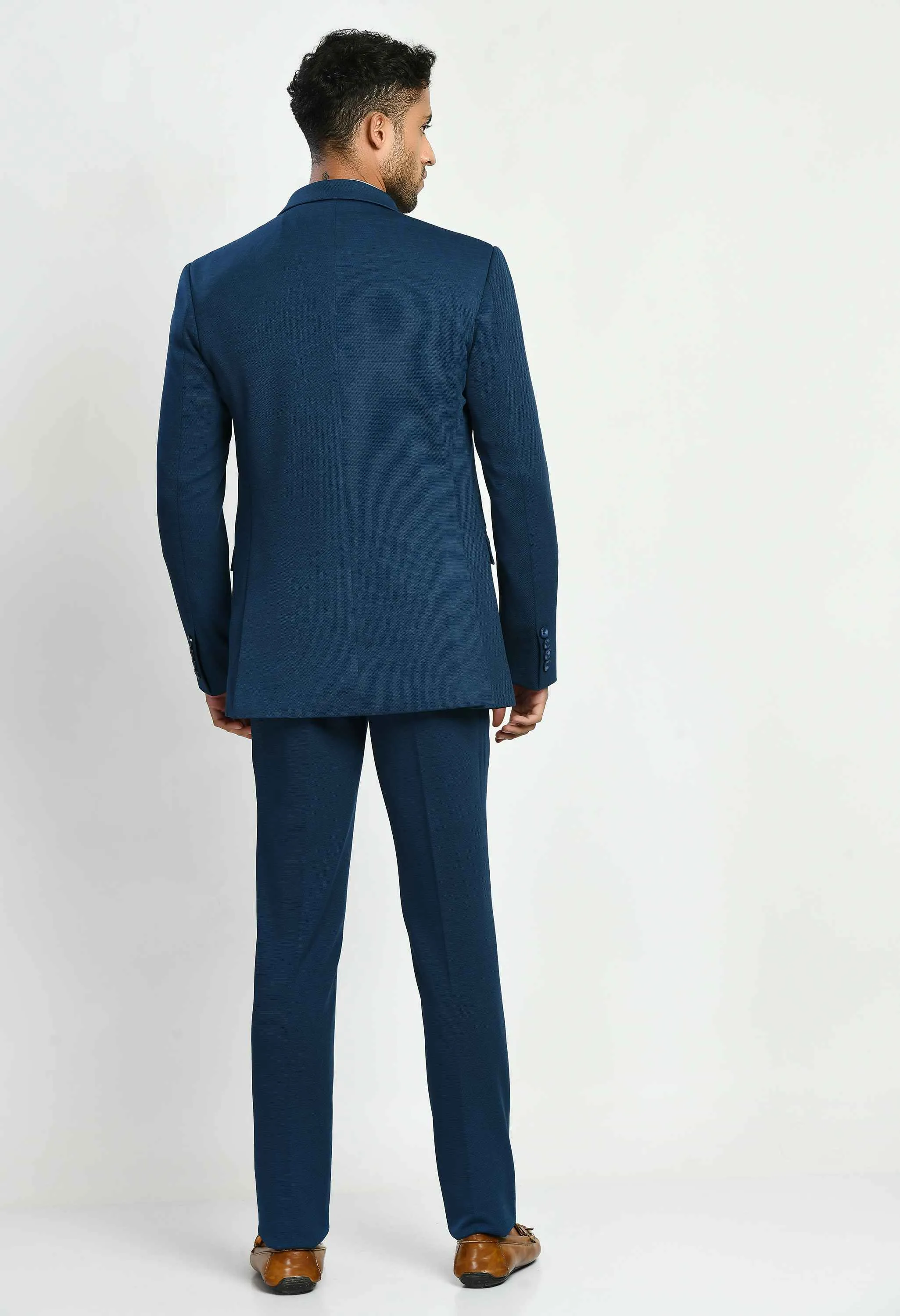 Solid Navy Blue Casual Suit Set