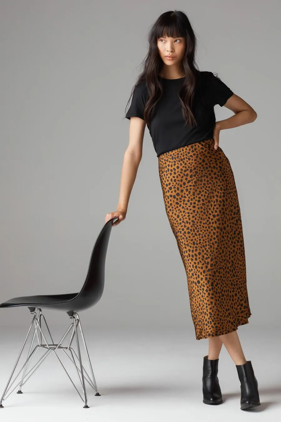 The Reversible Satin Midi Skirt