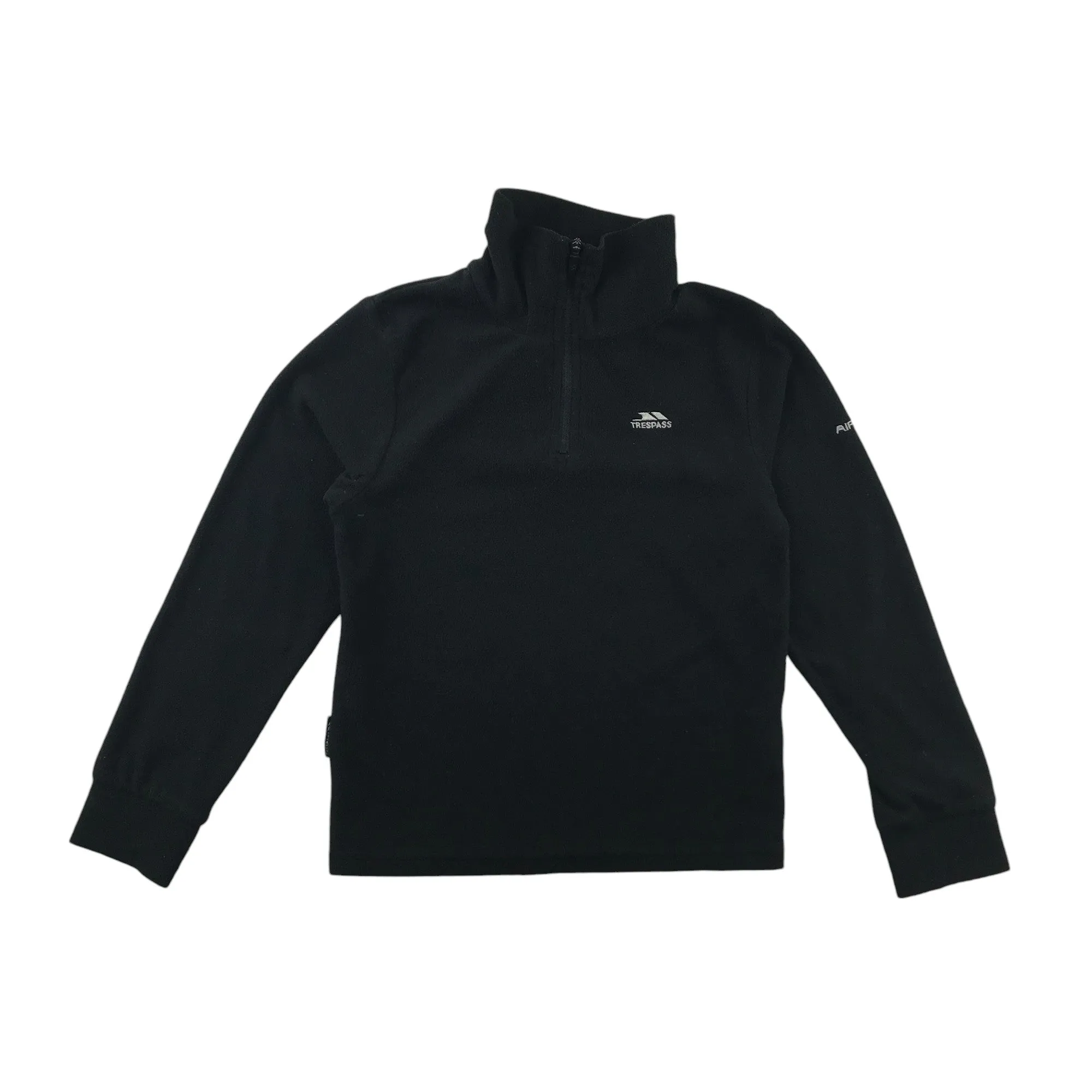 Trespass fleece 7-8 years black plain with quarter zipper