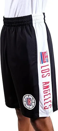 Ultra Game NBA Official Men’s Super Soft Active Workout Basketball Training Shorts - Unisex, Los Angeles Clippers, Black|Los Angeles Clippers