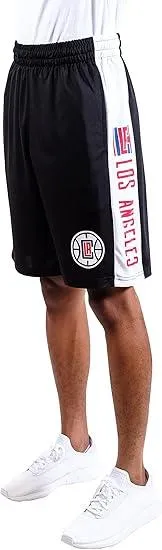 Ultra Game NBA Official Men’s Super Soft Active Workout Basketball Training Shorts - Unisex, Los Angeles Clippers, Black|Los Angeles Clippers