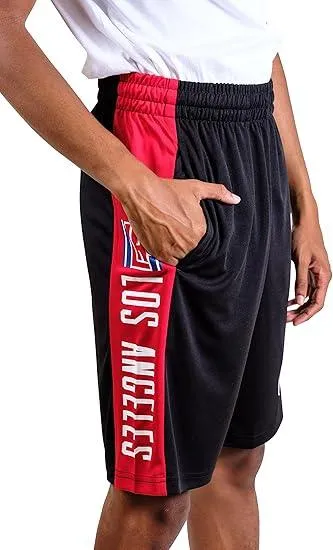 Ultra Game NBA Official Men’s Super Soft Active Workout Basketball Training Shorts - Unisex, Los Angeles Clippers, Black|Los Angeles Clippers