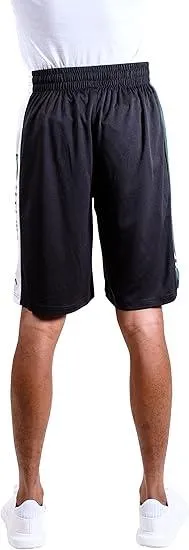 Ultra Game NBA Official Men’s Super Soft Active Workout Basketball Training Shorts - Unisex, Milwaukee Bucks, Black|Milwaukee Bucks