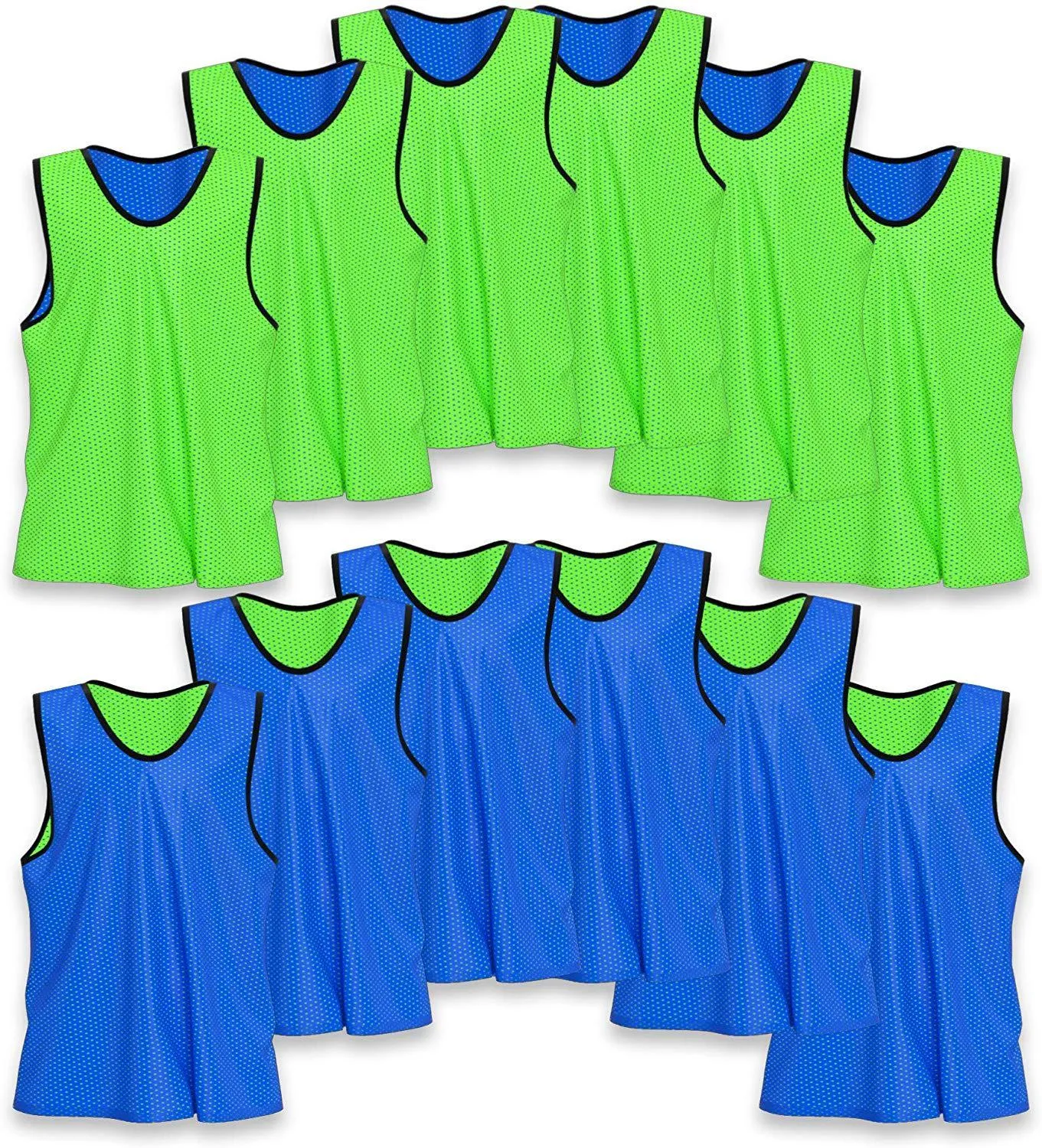 Unlimited Potential Nylon Mesh Scrimmage Team Practice Vests Pinnies Jerseys Bibs for Children Youth Sports Basketball, Soccer, Football, Volleyball (Pack of 12)