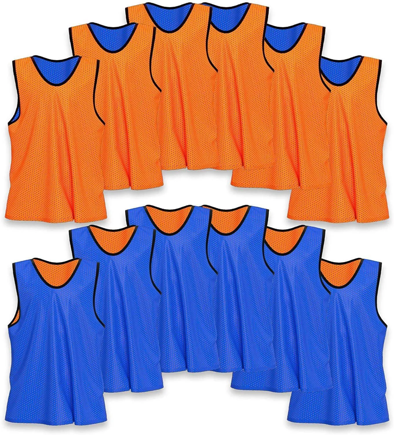 Unlimited Potential Nylon Mesh Scrimmage Team Practice Vests Pinnies Jerseys Bibs for Children Youth Sports Basketball, Soccer, Football, Volleyball (Pack of 12)