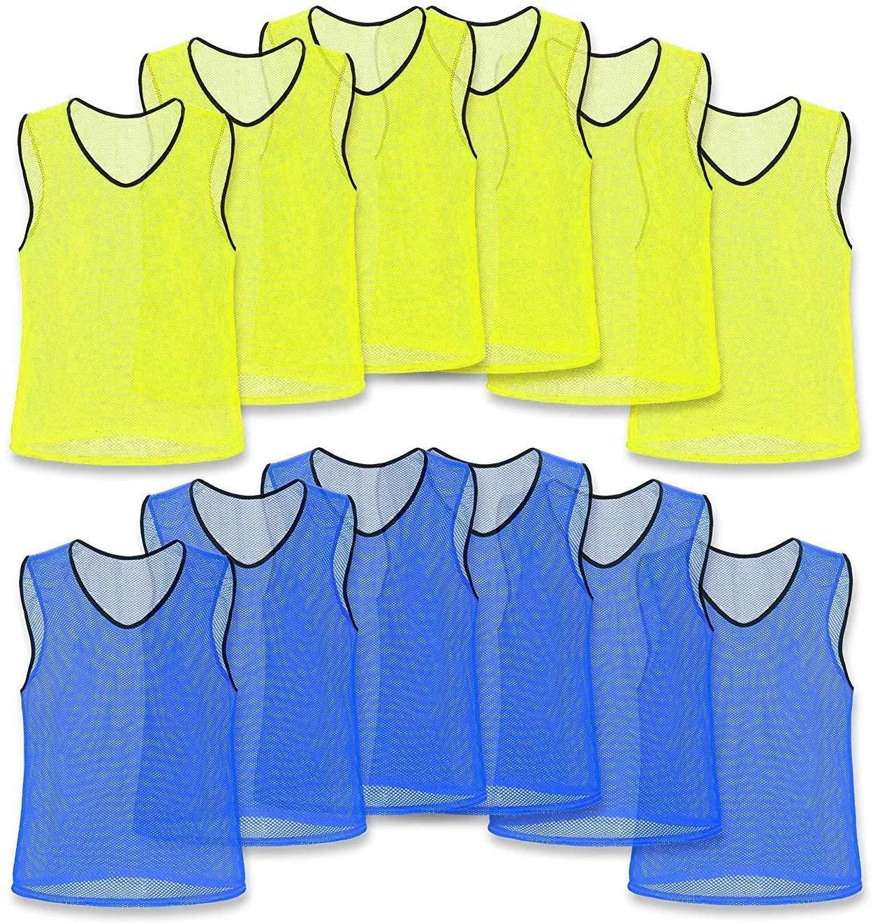 Unlimited Potential Nylon Mesh Scrimmage Team Practice Vests Pinnies Jerseys Bibs for Children Youth Sports Basketball, Soccer, Football, Volleyball (Pack of 12)