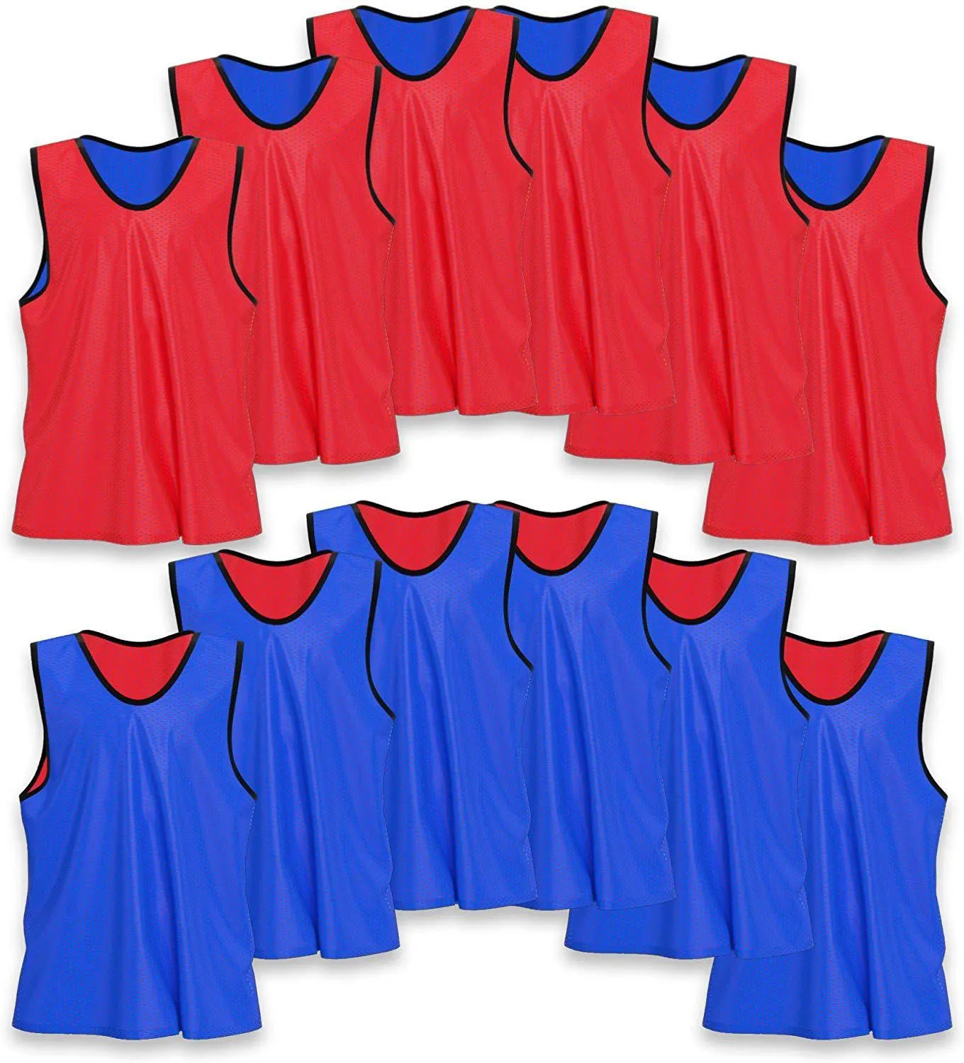 Unlimited Potential Nylon Mesh Scrimmage Team Practice Vests Pinnies Jerseys Bibs for Children Youth Sports Basketball, Soccer, Football, Volleyball (Pack of 12)