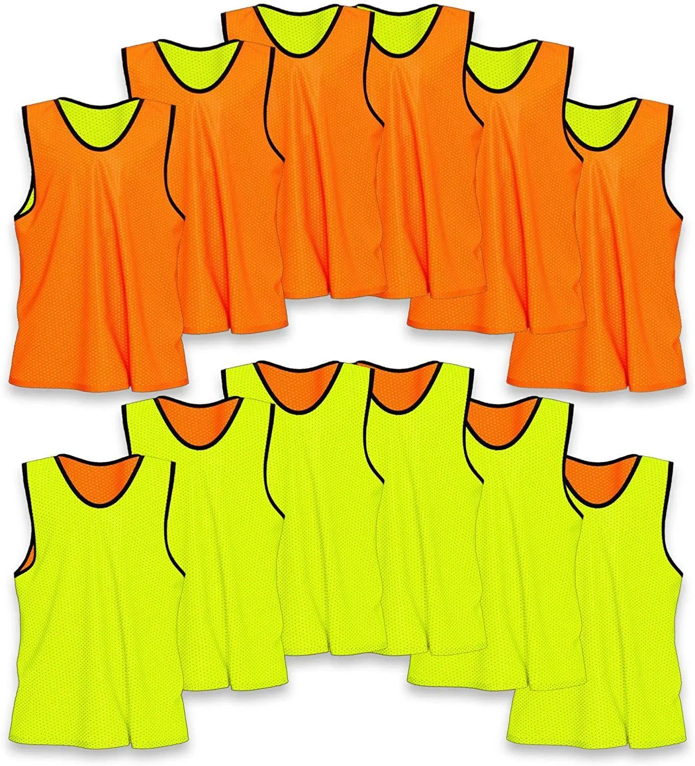 Unlimited Potential Nylon Mesh Scrimmage Team Practice Vests Pinnies Jerseys Bibs for Children Youth Sports Basketball, Soccer, Football, Volleyball (Pack of 12)