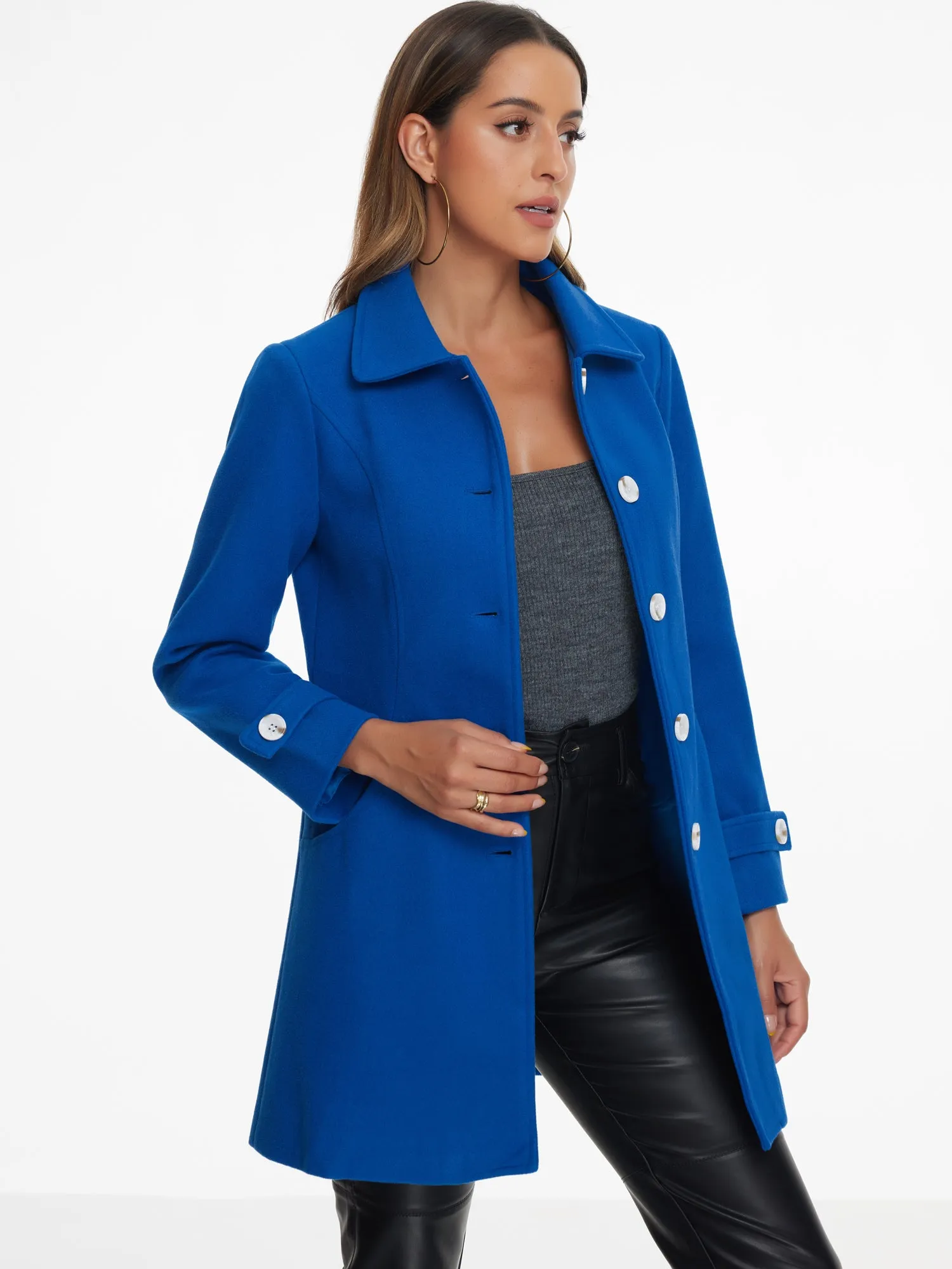 Winter Peter Pan Collar Mid-thigh A-line Single Breasted Pea Coat