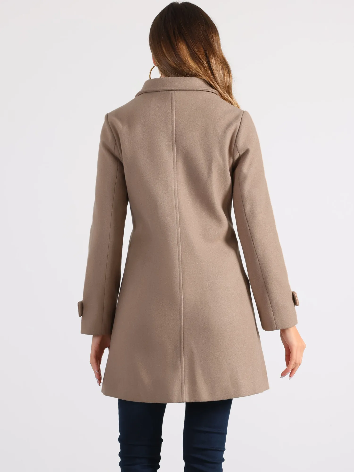 Winter Peter Pan Collar Mid-thigh A-line Single Breasted Pea Coat