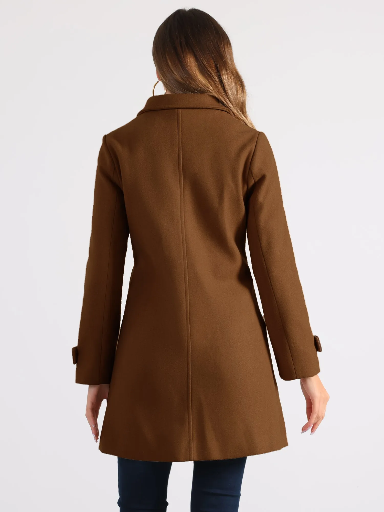 Winter Peter Pan Collar Mid-thigh A-line Single Breasted Pea Coat