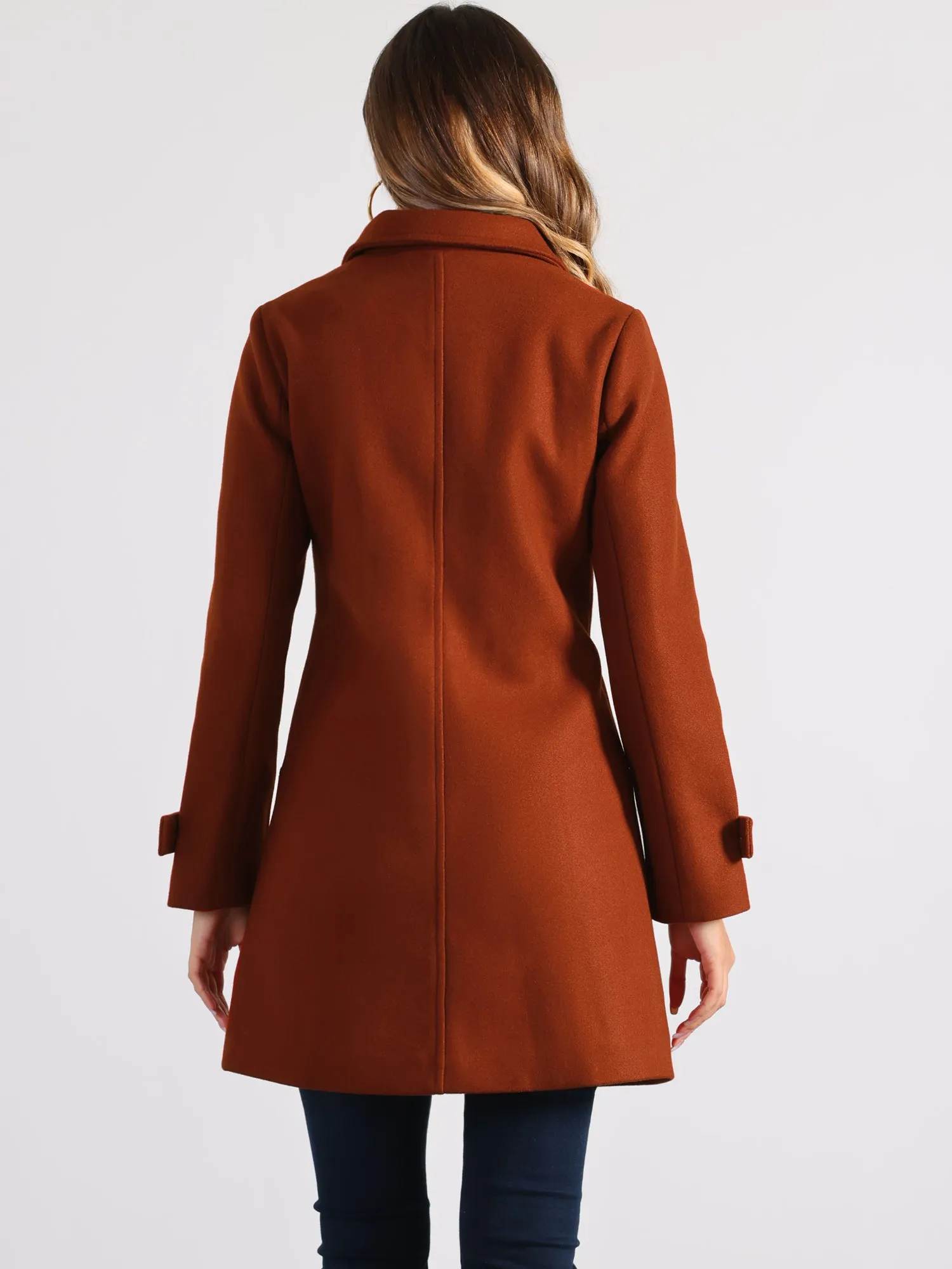 Winter Peter Pan Collar Mid-thigh A-line Single Breasted Pea Coat