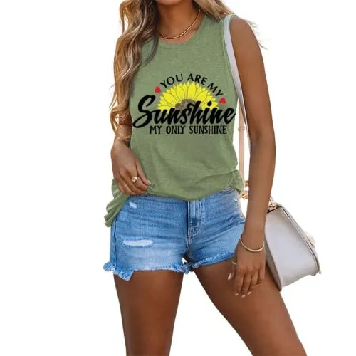 Women You are My Sunshine Shirt My Only Sunshine Sunflower Tank Tops