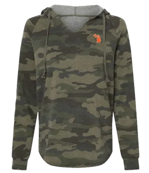 Women's Camo Flowy V-neck Hoodie